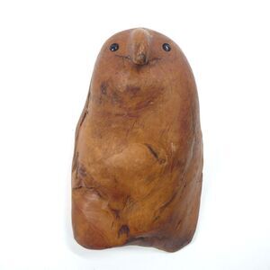 Quirky Bird Sculpture Burl Wood Carving Wall Hanging Folk Art Handmade